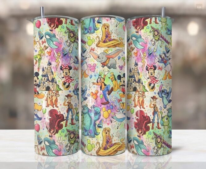 Cartoon Disney Characters Sublimation PNG, 20oz Tumbler Wrap LM65MM0Y