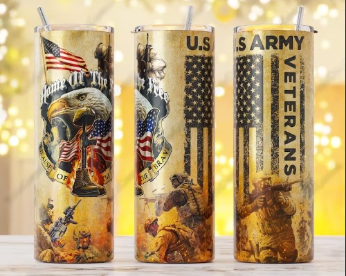 US Army Veteran Sublimation Design, 20oz Tumbler Wrap PNG LMFZH3Y3