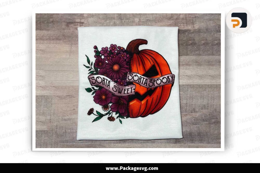 Sorta Sweet Sublimation PNG, Sorta Spooky Half Pumpkin Design LMRJY3V9