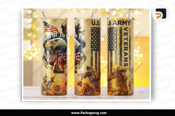 US Army Veteran Sublimation Design, 20oz Tumbler Wrap PNG LMFZH3Y3