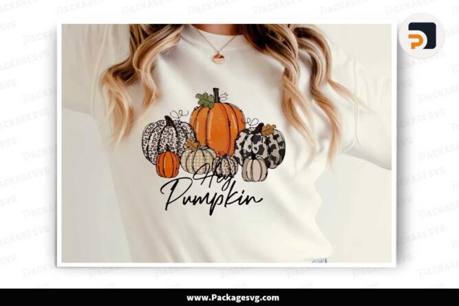 Vintage Hey Pumpkin PNG, Leopard Fall Pumpkin Design LMVCUX4V