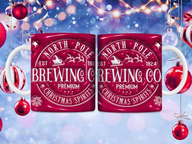 North Pole Brewing Co Inflated Christmas Mug, 11oz 15oz Mug Wrap PNG LMZSGP14