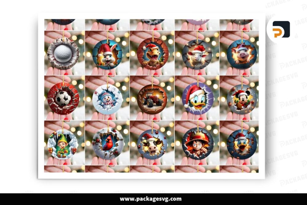 3D Christmas Break Through Ornament Bundle, 125 Designs Sublimation LNZHPS6M