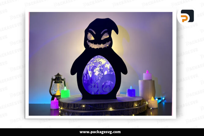 3D Nightmare's Love Light Box, Oogie Boogie Lantern SVG Paper Cut File