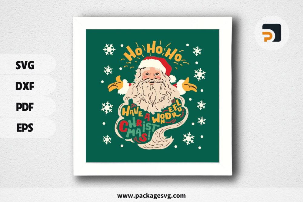 3D Santa Wonderful Christmas Shadowbox SVG, Christmas Paper Cut File LO7ELTJZ