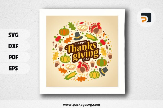 3D Thanksgiving Shadowbox SVG, Fall Paper Cut File LO7E164S