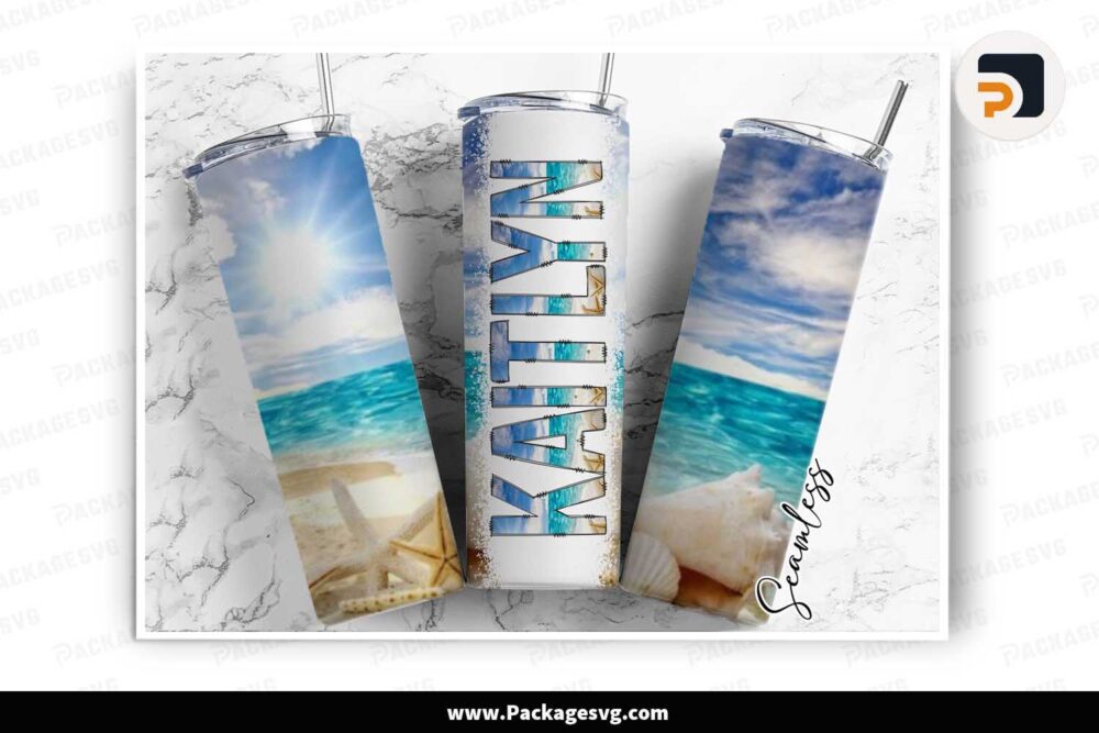 Beach with Shells Tumbler Design, 20oz Tumbler Wrap PNG LN8QZOYY