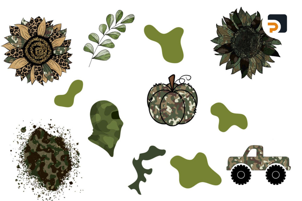 Camouflage Doodle Alphabet PNG, Camo Doodle Letters Cliparts Font 2