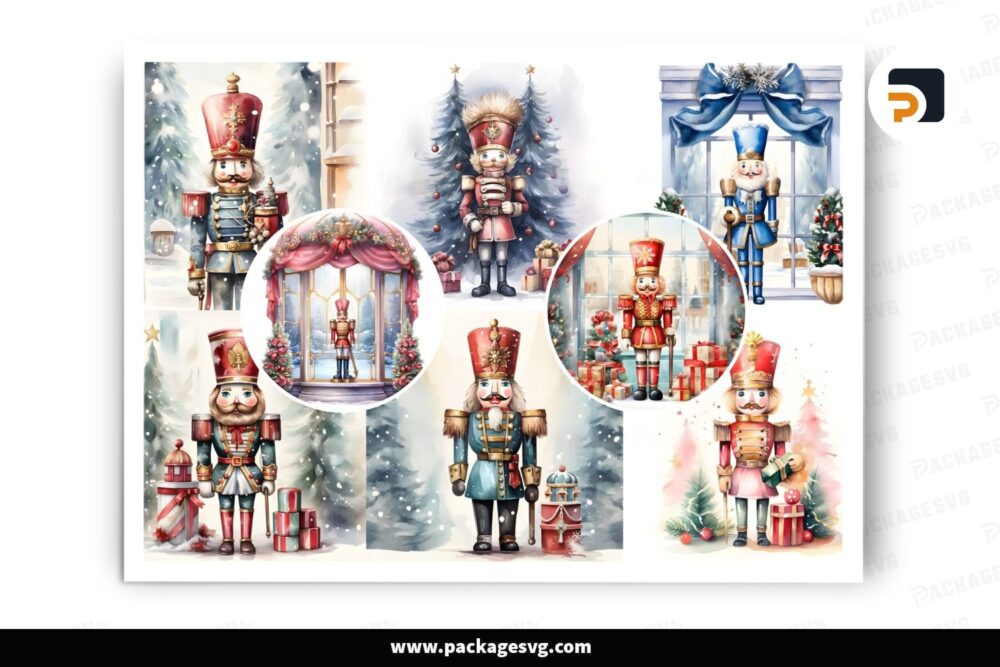 Christmas Nutcracker Watercolor PNG Bundle, 22 Designs Watercolor Clipart LNZJBVXN