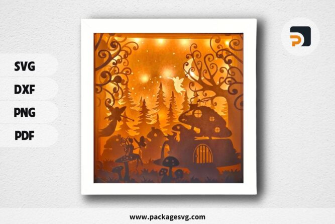 Fairy Land Light Box, SVG Paper Cut Files LNIDRO3D