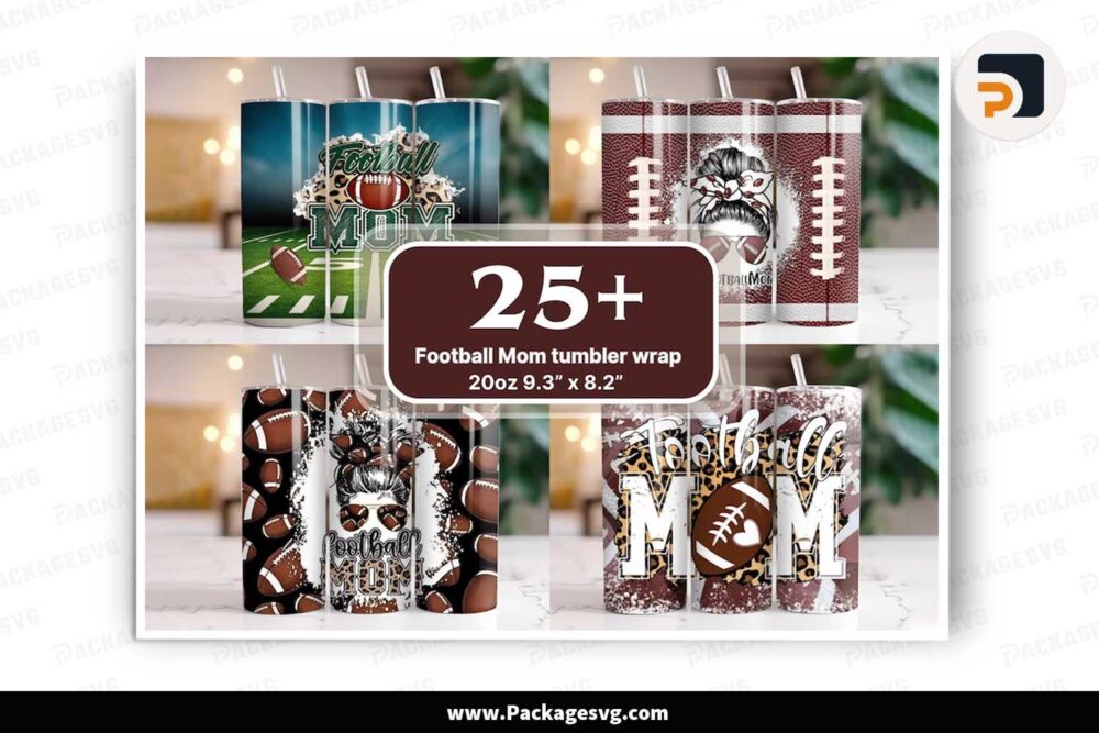 FootBall Mom Tumbler Bundle, 25 Designs 20oz Skinny Tumbler Wrap