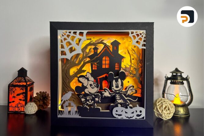 Mickey Halloween Night Shadow Box, SVG Cut Files