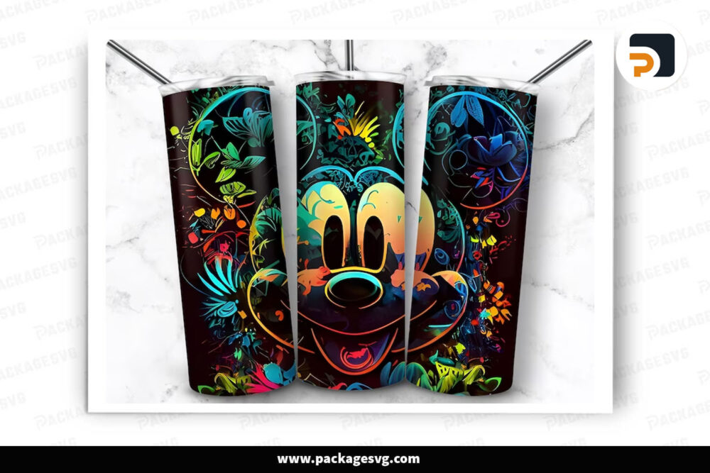 Mickey Mouse Colorful Sublimation Design, 20oz Skinny Tumbler Wrap