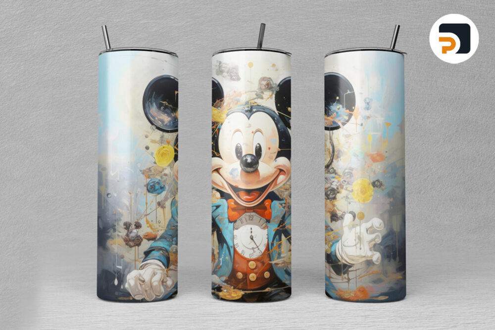 Mickey Time Tumbler Design, 20 Oz Tumbler Wrap PNG