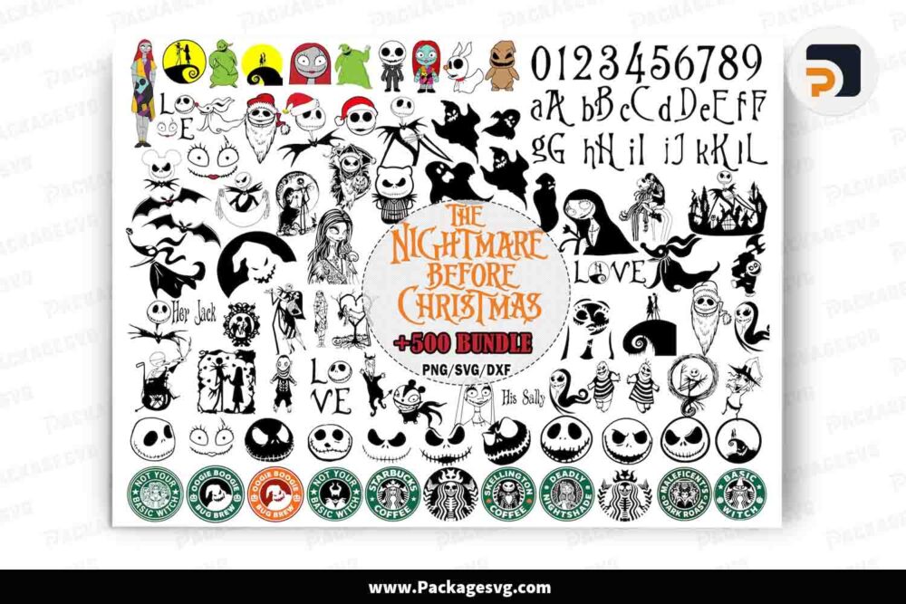 Nightmare Before Christmas Svg Bundle, 500 Files Halloween Designs LNA4V64C