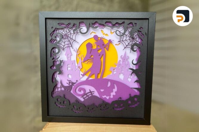 Nightmare Before Christmas Lightbox, SVG Paper Cut File LNSPEV2A