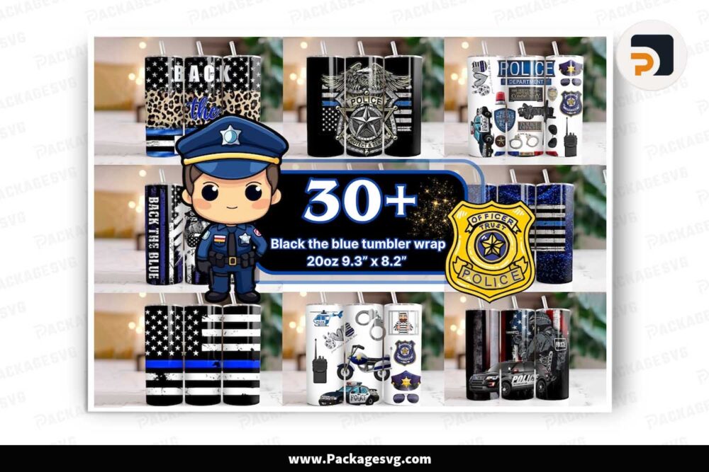 Police Life Tumbler Bundle, 30 Designs 20oz Skinny Tumbler Wrap LNBI5TFL