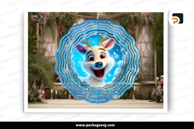 Reindeer Christmas Wind Spinner PNG, Christmas Sublimation Design LO6V71IW