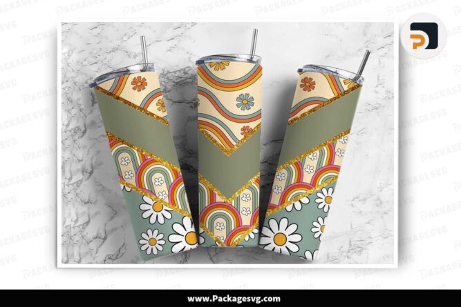 Retro Hippy Sublimation Design, 20oz Tumbler Wrap PNG LN8Q2V4K