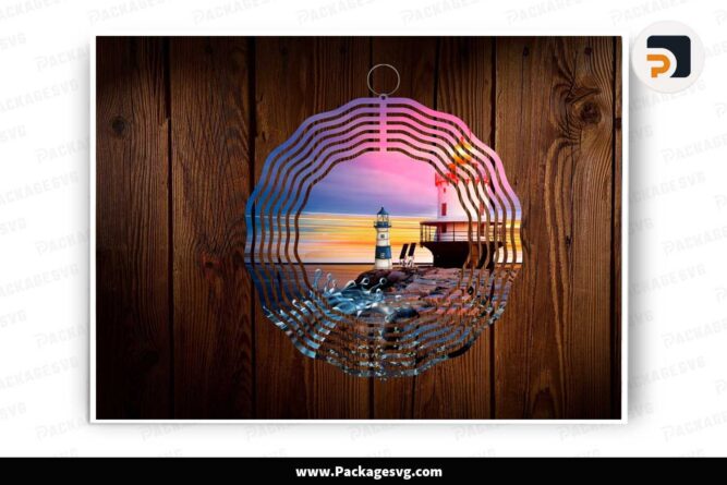 Wind Spinner Lighthouse PNG, Door Hanger Ornament Sublimation Design LNB4LACM