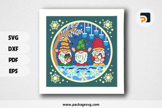 3D Gnome Christmas Shadowbox, SVG Paper Cut File LOQWA6UR