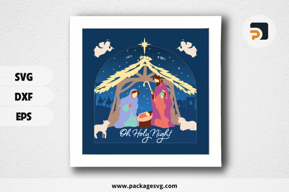 3D Nativity Shadowbox SVG, Christmas Paper Cut File LP0YNJDW