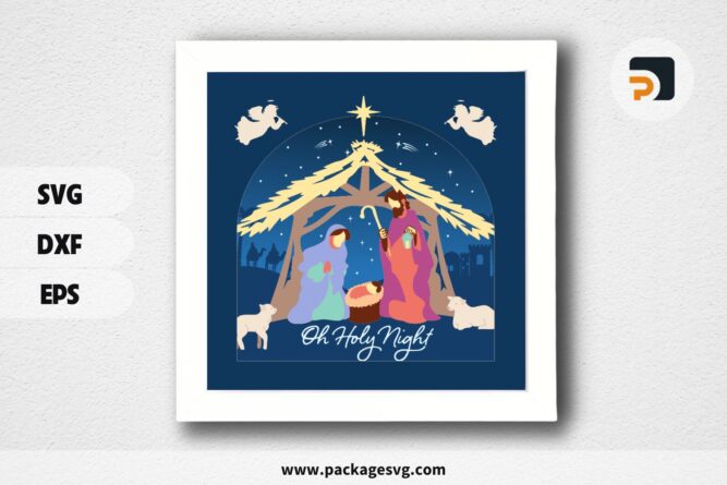 3D Nativity Shadowbox SVG, Christmas Paper Cut File LP0YNJDW