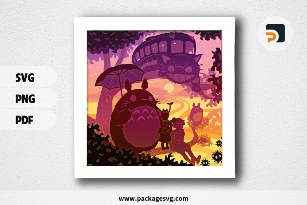 3D Totoro Cartoon Lightbox, SVG Paper Cut File LPKUSQWD (2)