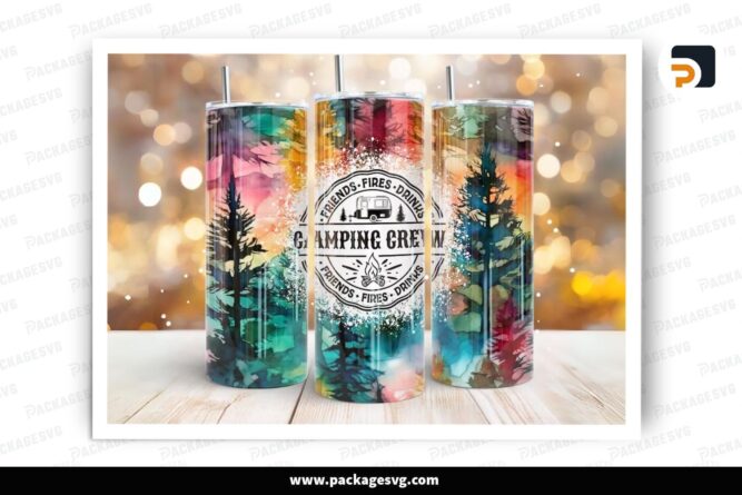 Camping Crew Sublimation Design, 20oz Skinny Tumbler Wrap LPAWZH1Q