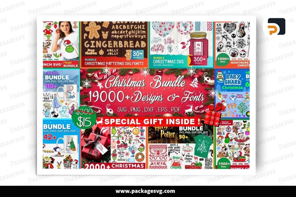 Christmas SVG Mega Bundle, 19000 Designs Digital Download LOWASCSP