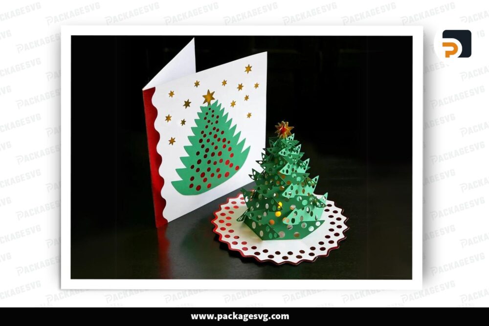 Christmas Tree Pop Up Card, SVG Paper Cut File