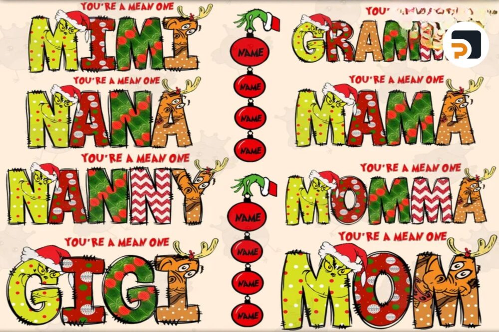 Custom Christmas Mama/Mimi/Mom PNG Bundle, Personalised Christmas Shirt Design LP2TLKCT