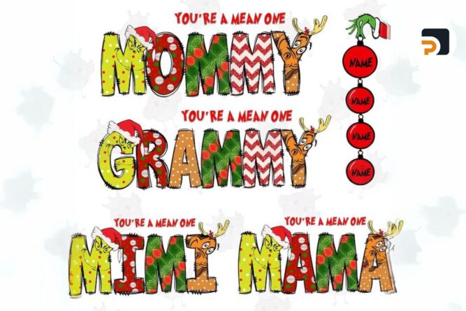 Custom Christmas Mama/Mimi/Mom PNG Bundle, Personalised Christmas Shirt Design LP2TLKCT