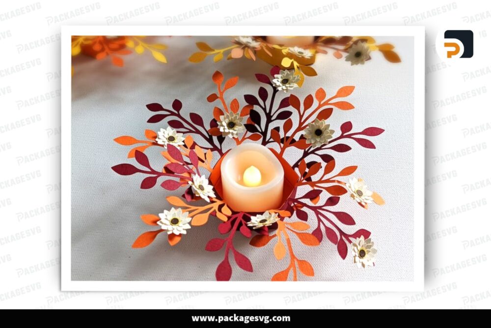 Floral Tealight Holder, SVG Paper Cut File LPL0C1P2 (2)