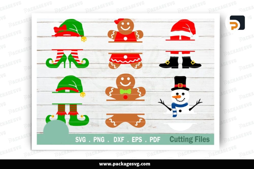 Friends Split Monogram Xmas SVG Bundle, 6 Christmas Designs LOV81P9J