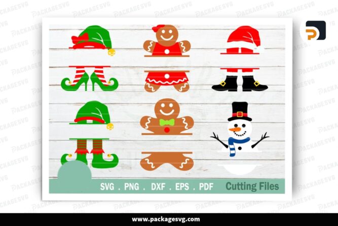 Friends Split Monogram Xmas SVG Bundle, 6 Christmas Designs LOV81P9J