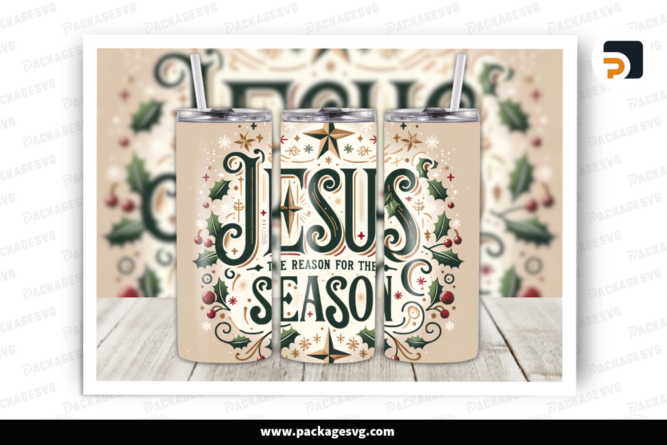 Jesus the Reason Sublimation Design, 20oz Skinny Tumbler Wrap LPAVXLRX