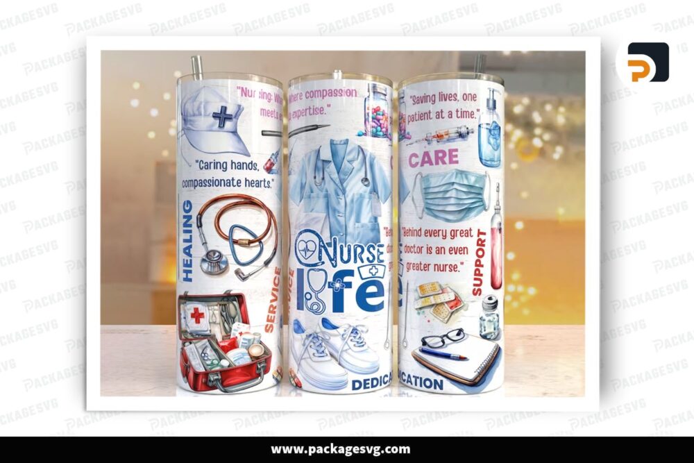 Nurse Life Sublimation Design, 20oz Skinny Tumbler Wrap LP2AJ5Z1