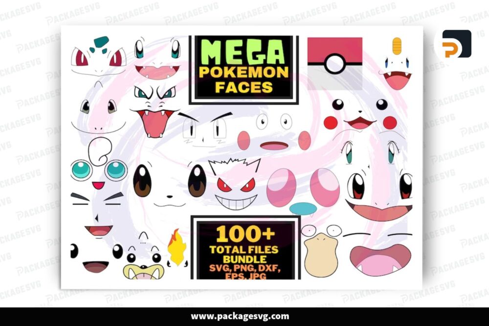 Pokemon Face SVG Mega Bundle, Pikachu Clipart Digital Files LP3DNEGX