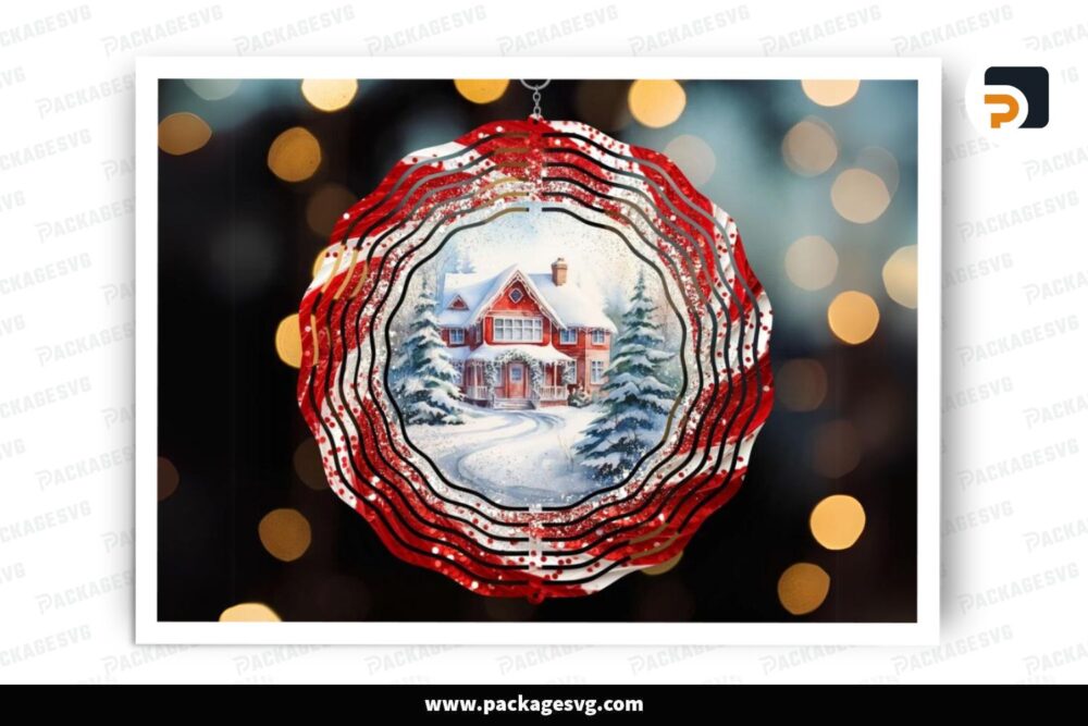 Snow House Wind Spinner PNG, Christmas Sublimation Design LPJKVZLC (2)