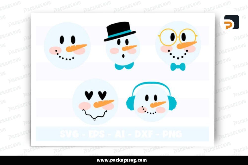 Snowman Cute Face SVG, Christmas Digital File LOS2E1CL