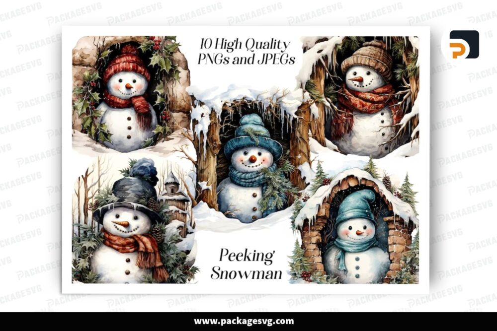 Watercolor Snowman Clipart PNG, Sublimation Design LOQM4LO2