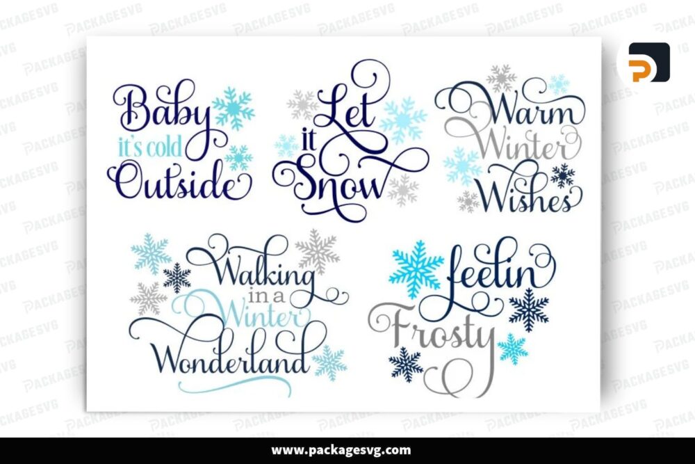 Winter Quotes SVG Bundle, 5 Design Files LPGDXUOW (2)