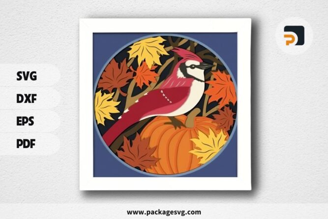 3D Cardinalis Shadowbox, Fall SVG Paper Cut File LQELD3KH (1)