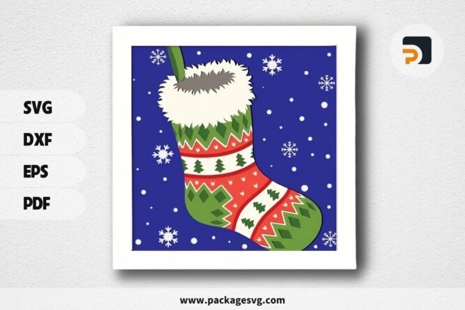 3D Cozy Socks Shadowbox, Christmas SVG Paper Cut File LQELESXT (1)