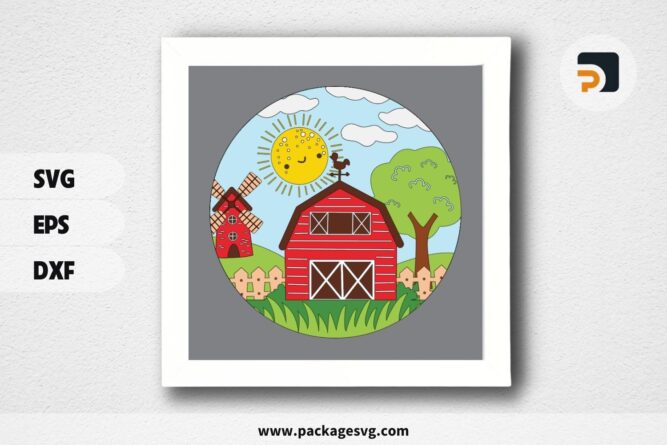 3D Farm House Shadowbox, SVG Paper Cut File LQ0LBIQK (1)