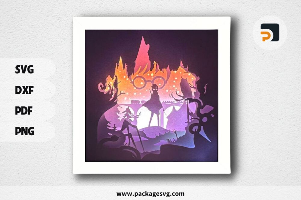 3D Harry Potter Shadowbox, SVG Paper Cut File (1)