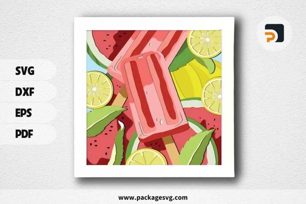 3D Ice Pop Shadowbox, Summer SVG Paper Cut File LQGCKO22 (1)