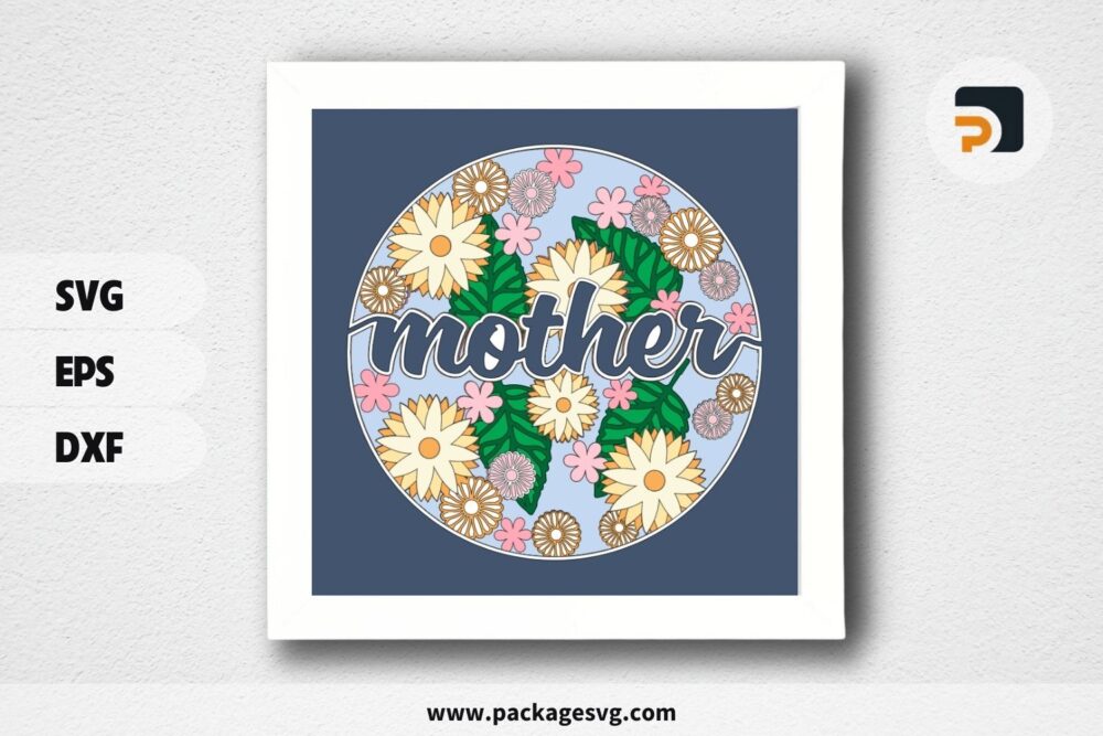 3D Mother Flower Shadowbox, SVG Paper Cut File LQ0NID55 (1)