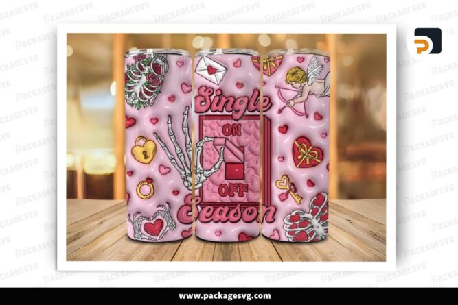 3D Single Season Sublimation Design, Valentine 20oz Skinny Tumbler Wrap (2)